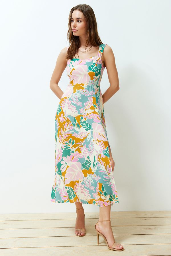 Trendyol Trendyol Multi Color Floral Print A-line 100% Viscous Woven Midi Dress