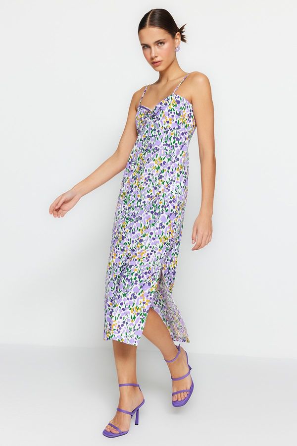 Trendyol Trendyol Multi Color Midi Woven Window Detailed Woven Dress