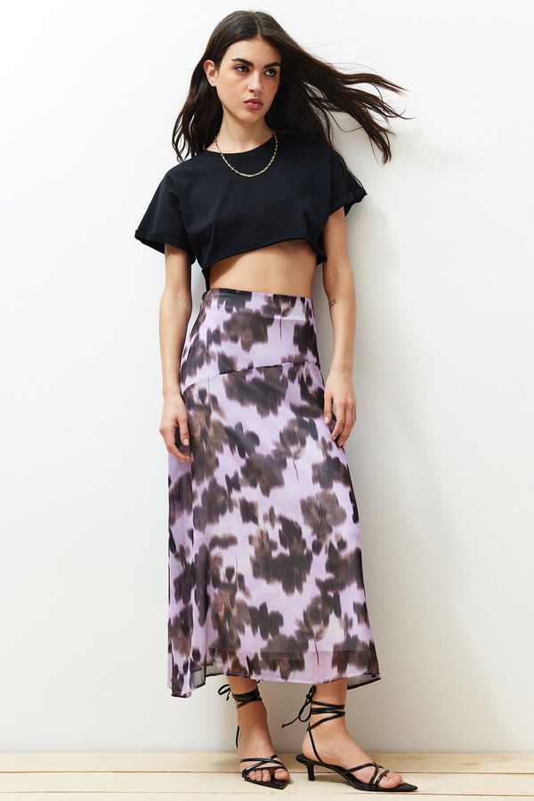 Trendyol Trendyol Multi Color Patterned Chiffon Fabric A-line Midi Length Woven Skirt