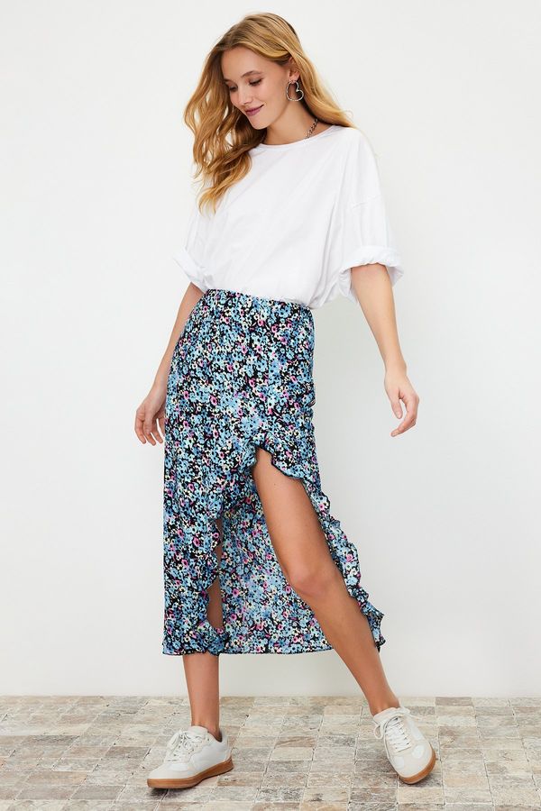 Trendyol Trendyol Multi Color Slit Flounce Knitted Skirt