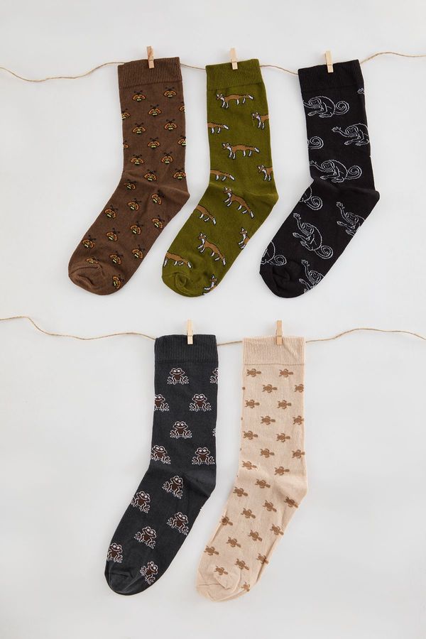 Trendyol Trendyol Multi-Colored Unisex 5-Pack Cotton Patterned Sock-Long Socks