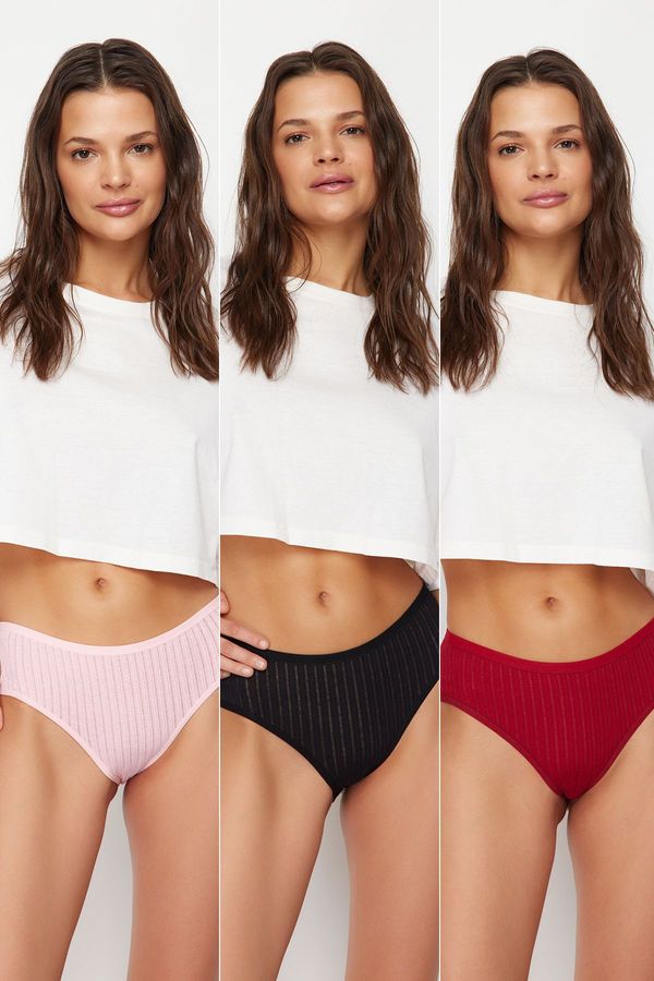 Trendyol Trendyol Multicolor 3 Pack Cotton Openwork/Hole Hipster Knitted Panties