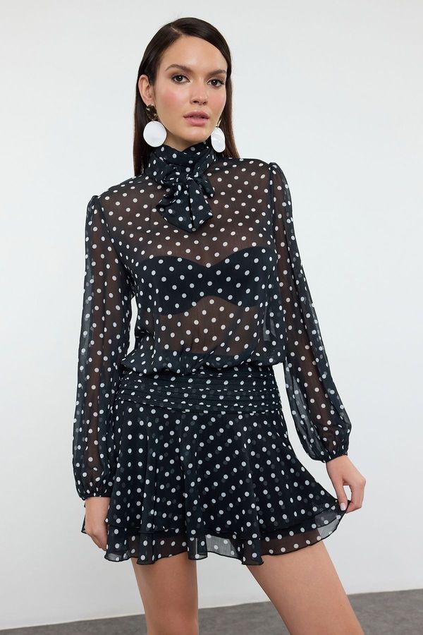 Trendyol Trendyol Multicolor A-Cut Polka Dot Chiffon Woven Dress