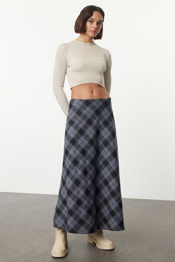 Trendyol Trendyol Multicolor Low Waist Plaid Pattern A-line Maxi Skirt