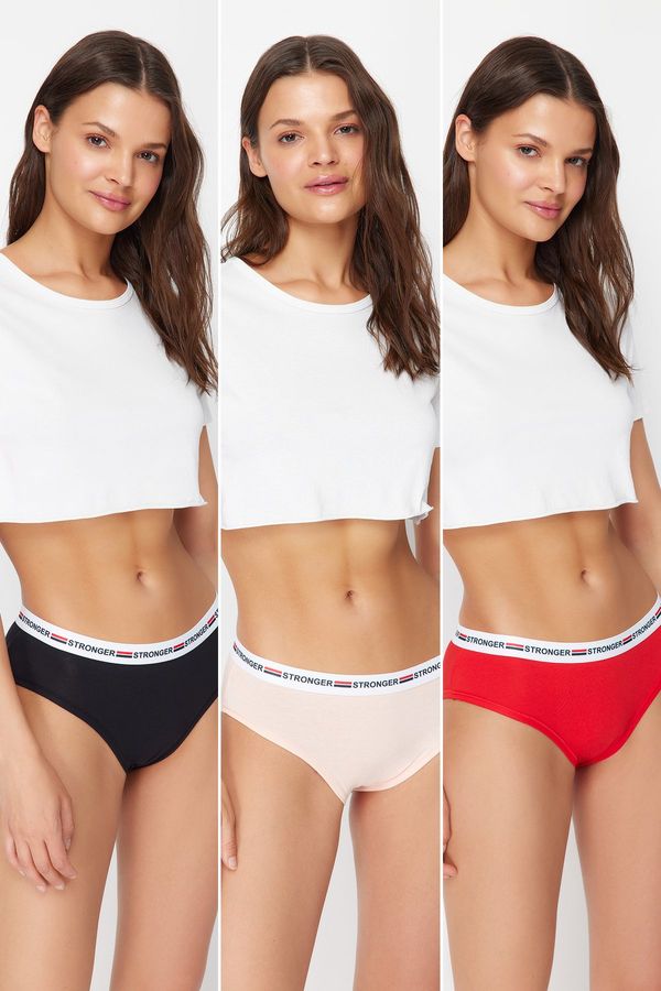 Trendyol Trendyol Multicolored 3-Pack Cotton Elastic Detailed Hipster Knitted Panties