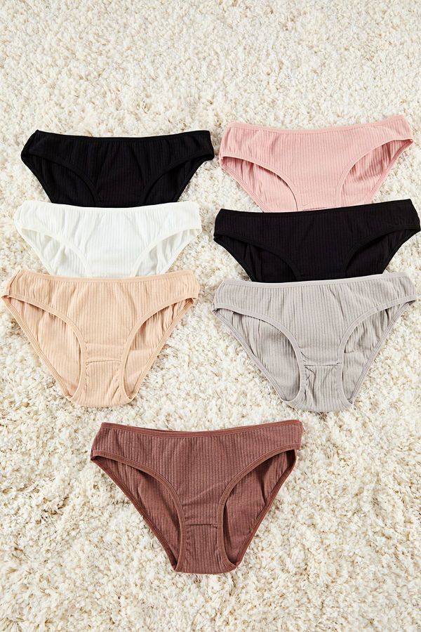 Trendyol Trendyol Multicolored 7-Pack Camisole Plain Slip Panties