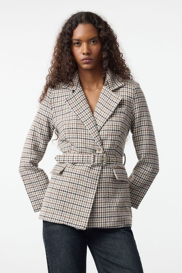 Trendyol Trendyol Multicolored Belted Woven Blazer Jacket