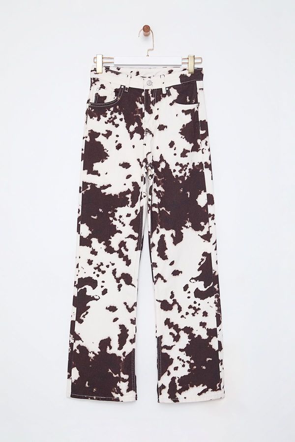 Trendyol Trendyol Multicolored Cow Print High Waist Wide Leg Jeans