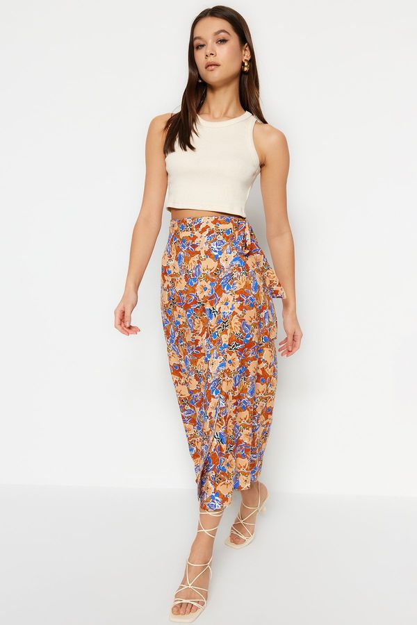 Trendyol Trendyol Multicolored Floral Patterned Viscose Fabric Midi Woven Skirt