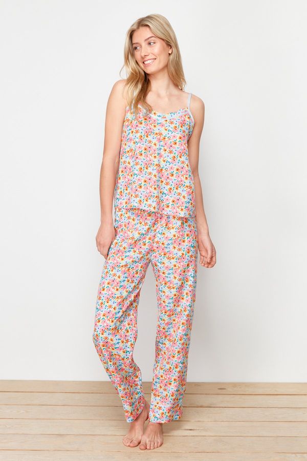 Trendyol Trendyol Multicolored Floral String Strap Woven Pajama Set