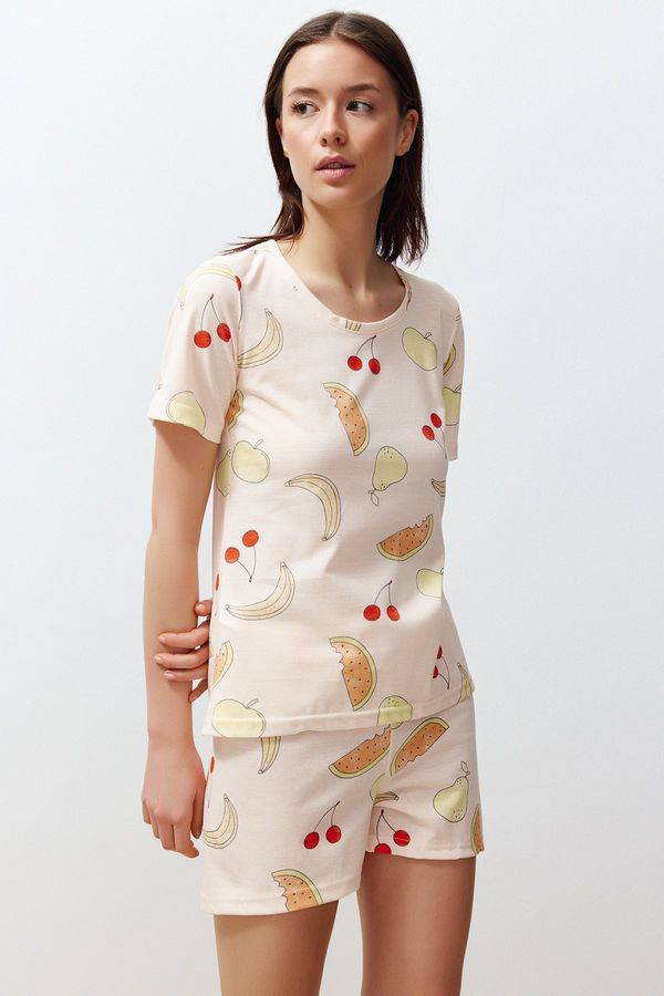 Trendyol Trendyol Multicolored Fruit Patterned Knitted Pajama Set