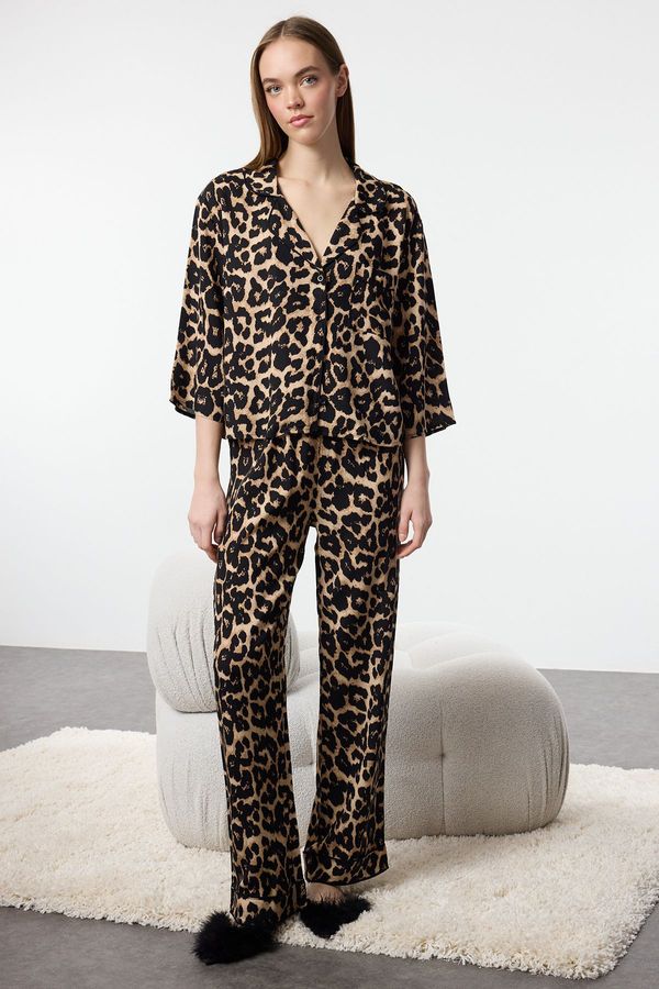 Trendyol Trendyol Multicolored Leopard Patterned Viscose Woven Pajama Set