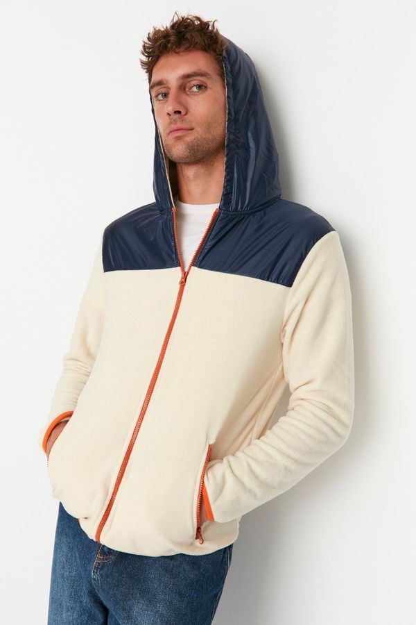 Trendyol Trendyol Multicolored Men's Regular/Normal Fit Hoodie. Keeping You Warm Thick Fleece/Plush Sweatshirt - Cardigan.