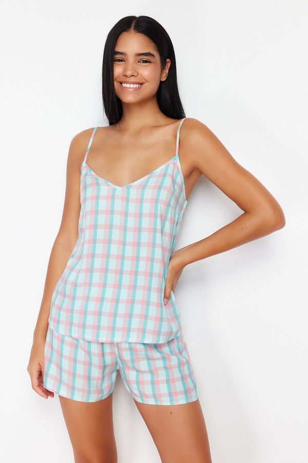 Trendyol Trendyol Multicolored Plaid Viscose Woven Pajamas Set