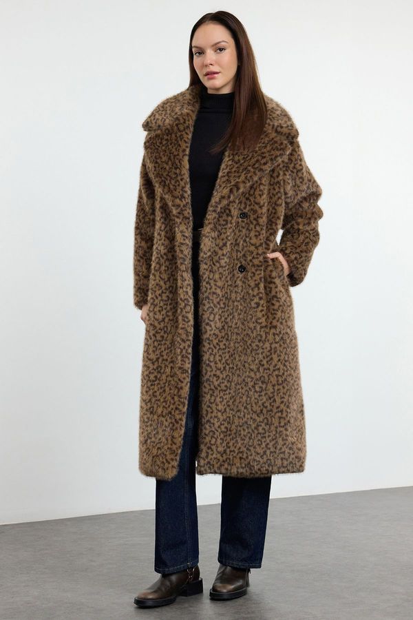 Trendyol Trendyol Multicolored Regular Fit Belted Long Fur Coat