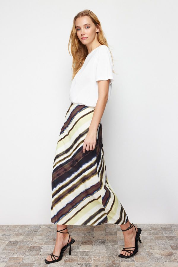 Trendyol Trendyol Multicolored Satin Patterned A-line Midi Woven Skirt