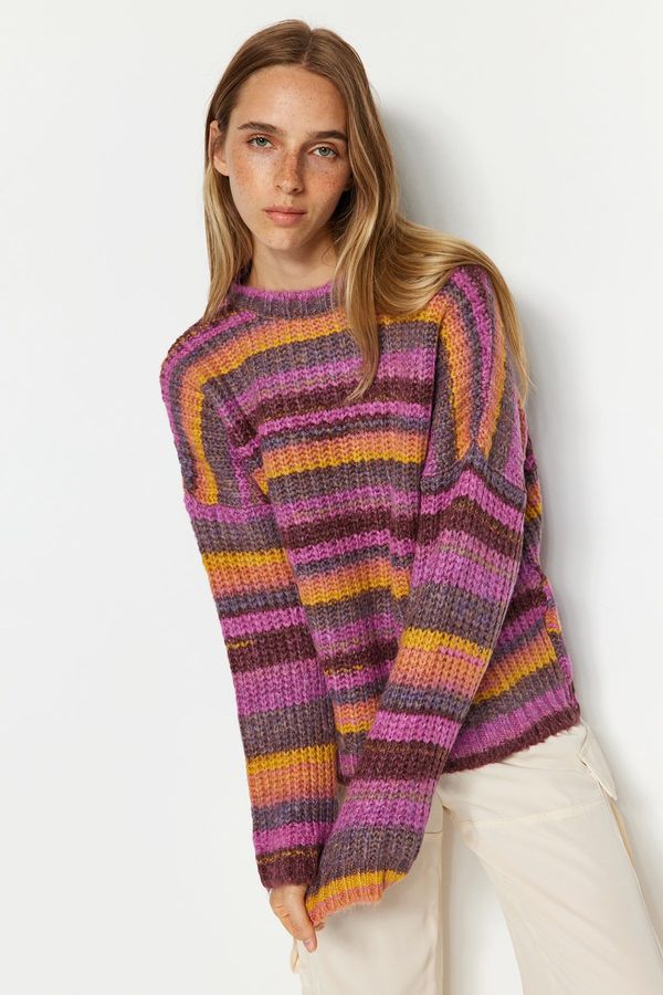 Trendyol Trendyol Multicolored Soft Texture Color Block Crew Neck Knitwear Sweater