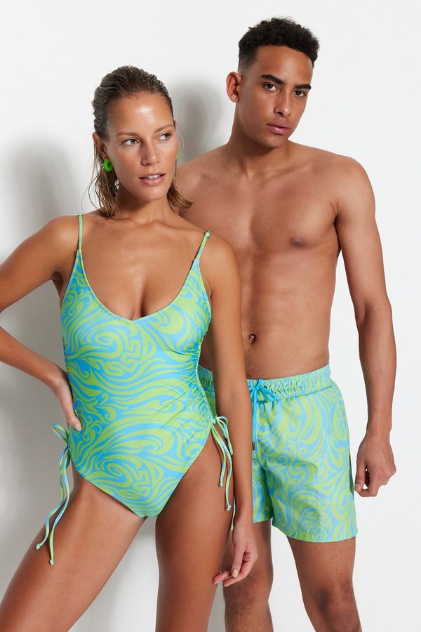 Trendyol Trendyol Multicolored Standard Marbling Pattern Sea Shorts