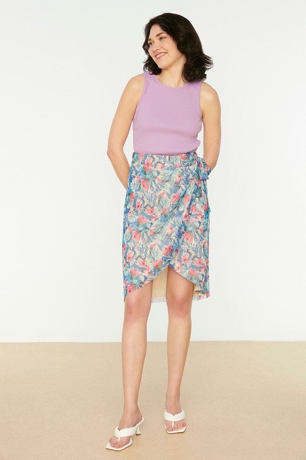 Trendyol Trendyol Multicolored Tulle Knitted Skirt With Lace-up Detail