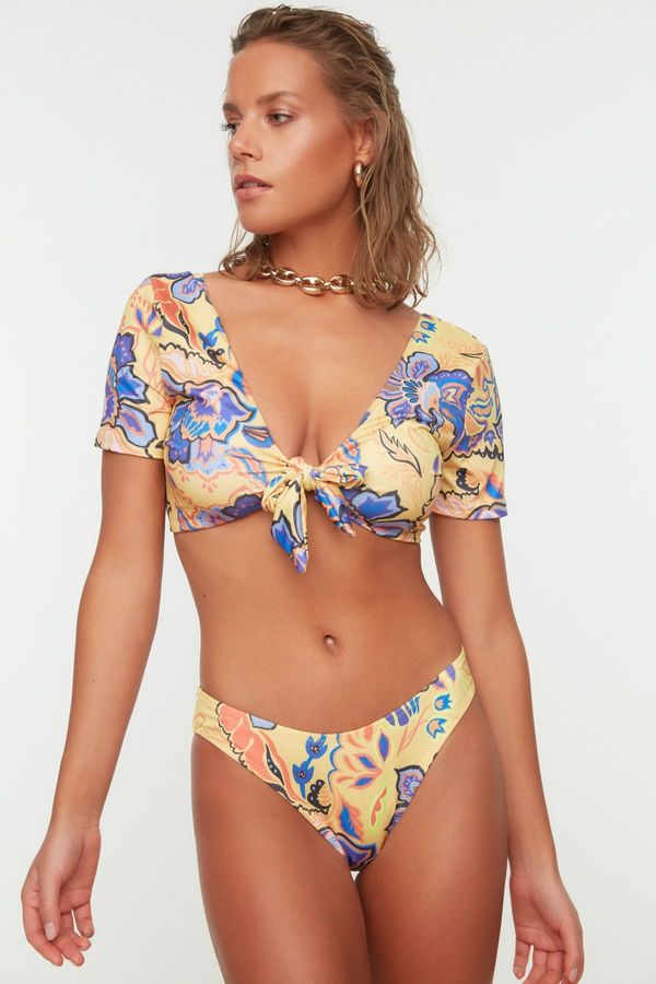 Trendyol Trendyol Mustard Floral Print Bikini Bottoms