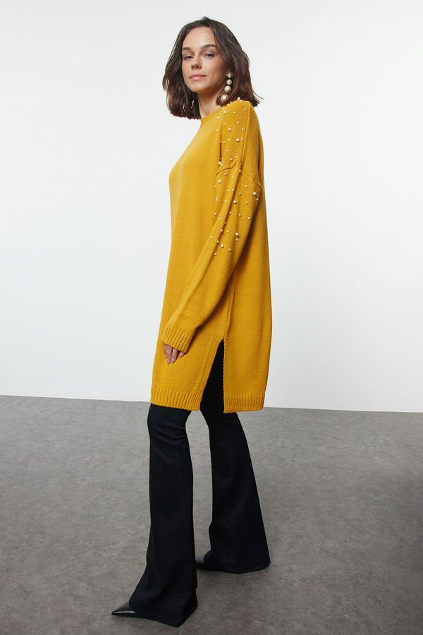 Trendyol Trendyol Mustard Pearl and Stone Detailed Knitwear Sweater