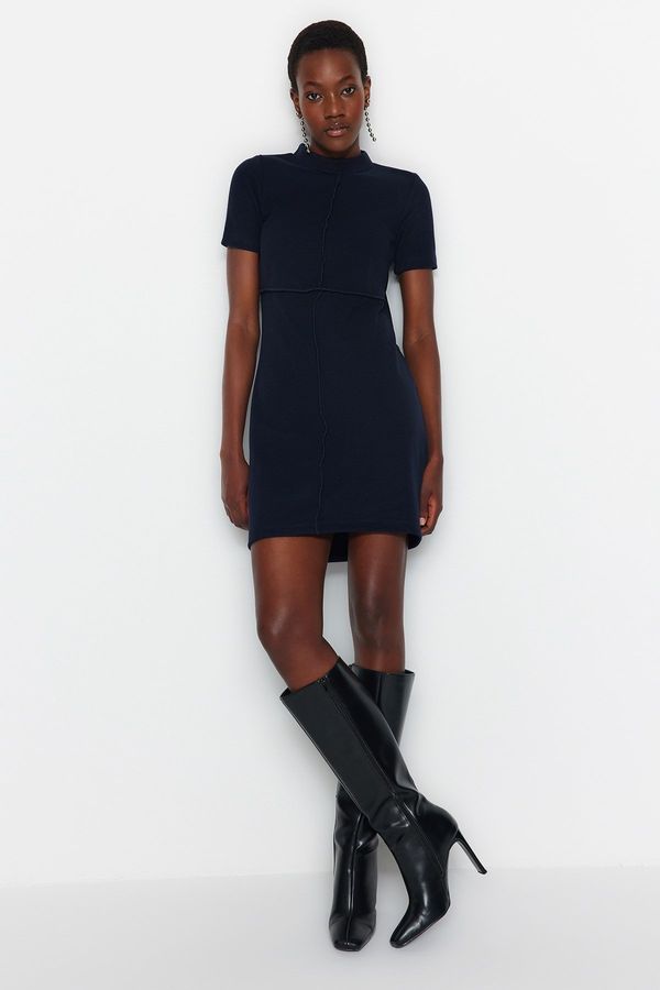 Trendyol Trendyol Navy Blue A-Line/A-Line Formal Thessaloniki/Knitwear Look Mini Knitted Dress