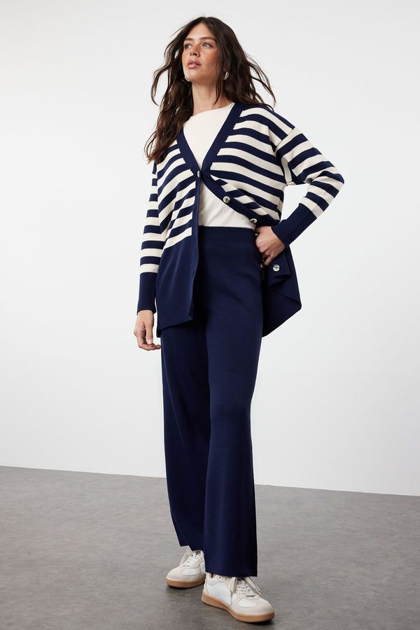 Trendyol Trendyol Navy Blue Cardigan Trousers Knitwear Bottom-Top Set