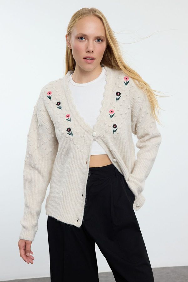 Trendyol Trendyol Navy Blue Embroidered Knitwear Cardigan