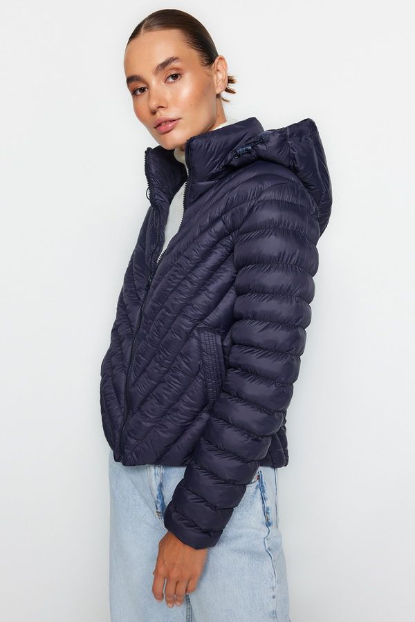 Trendyol Trendyol Navy Blue Fitted Inflatable Jacket with Hood