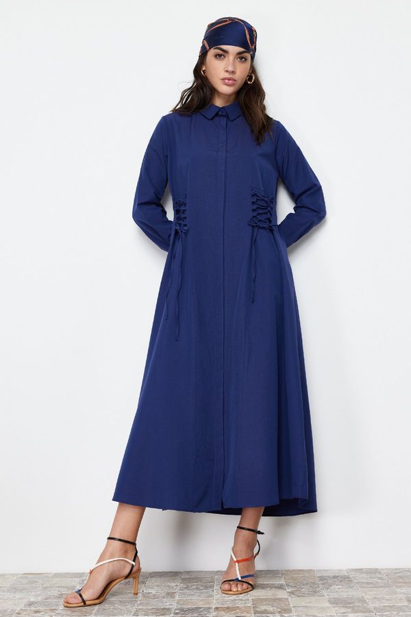 Trendyol Trendyol Navy Blue Front Tie Detailed Woven Dress