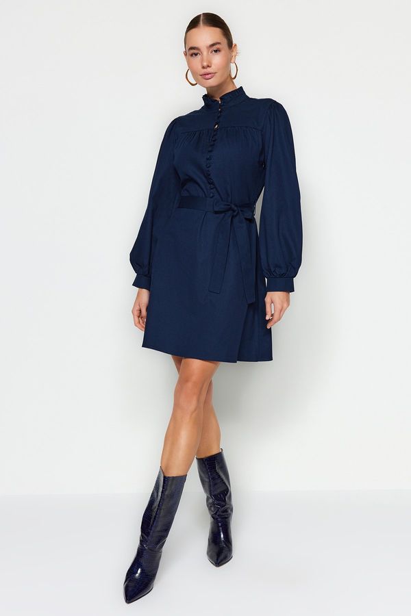 Trendyol Trendyol Navy Blue High Neck Woven Dress