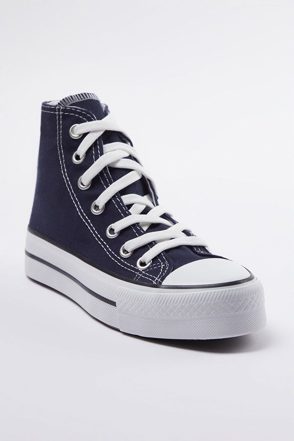 Trendyol Trendyol Navy Blue Lace-Up Women's High-Top Sneakers