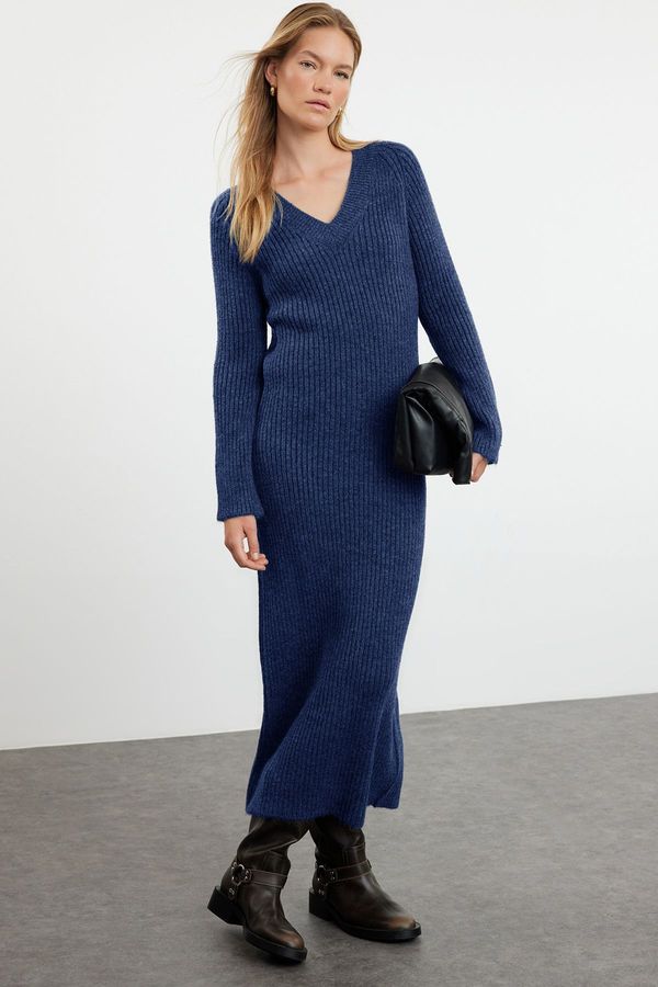 Trendyol Trendyol Navy Blue Maxi Knit Wool Basic Dress