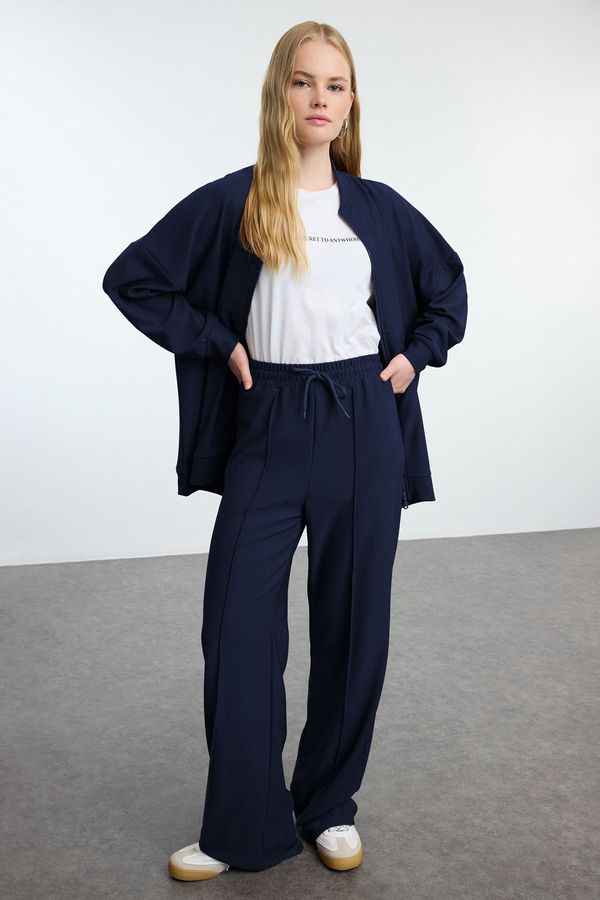 Trendyol Trendyol Navy Blue Oversize Textured Tracksuit