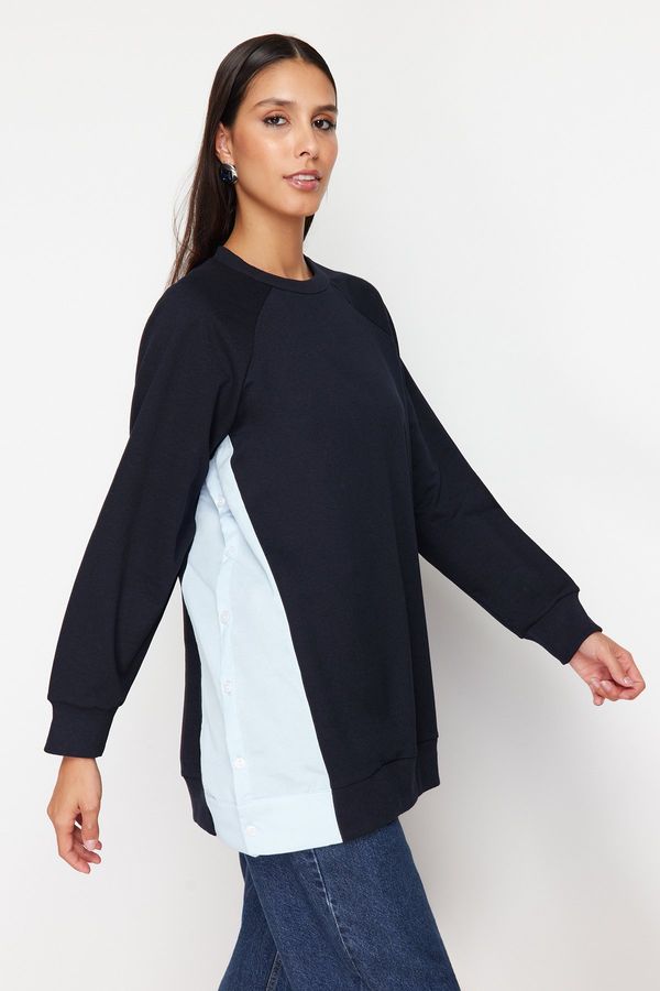 Trendyol Trendyol Navy Blue Oversize Woven Piece Knitted Tunic