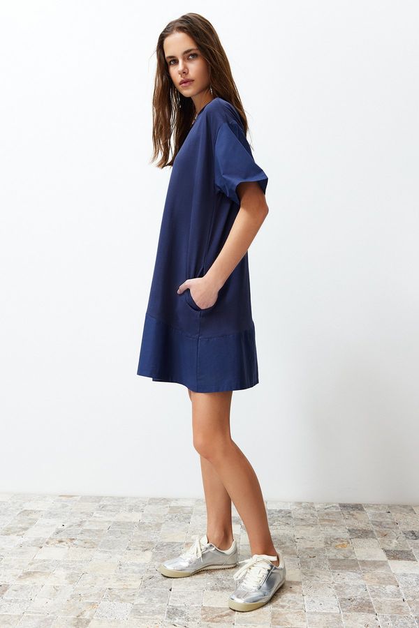 Trendyol Trendyol Navy Blue Plain Knitted Dress