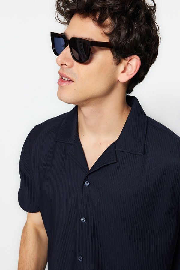 Trendyol Trendyol Navy Blue Regular Fit Open Collar Summer Shirt