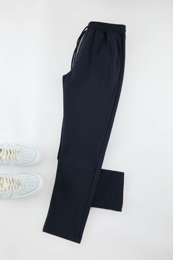 Trendyol Trendyol Navy Blue Regular/Normal Cut Cotton Open Leg Sweatpants