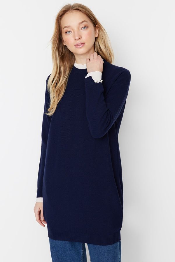 Trendyol Trendyol Navy Blue Sleeve Pearl Detailed Knitwear Sweater