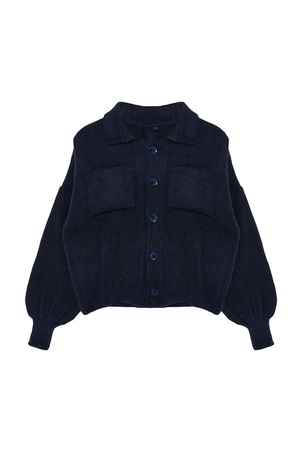 Trendyol Trendyol Navy Blue Soft Textured Knitwear Cardigan