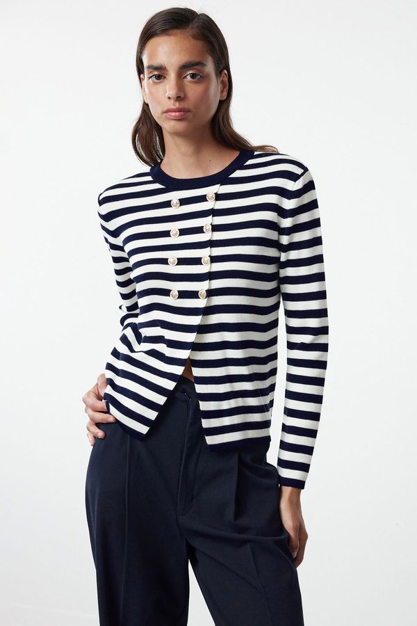 Trendyol Trendyol Navy Blue Striped Knitted Sweater