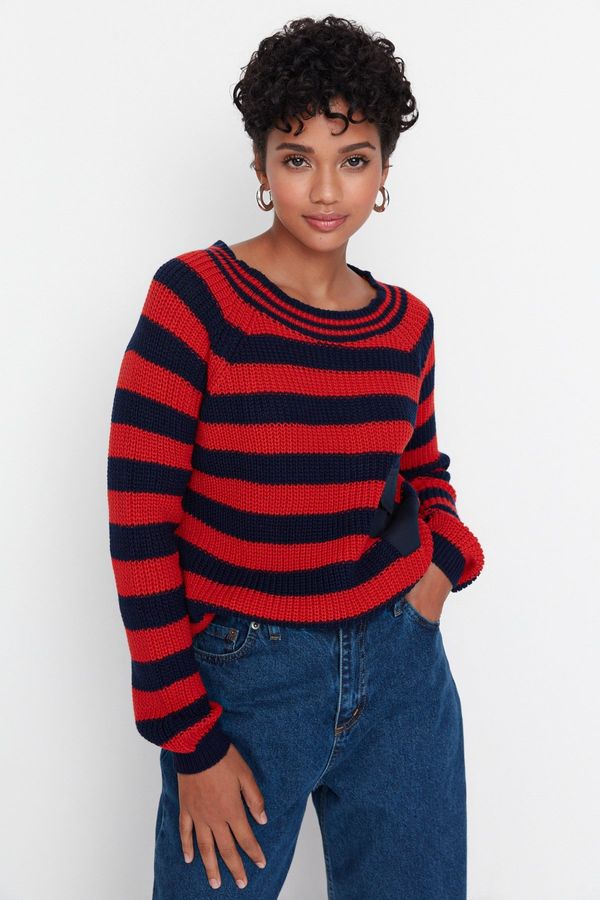 Trendyol Trendyol Navy Blue Striped Knitwear Sweater