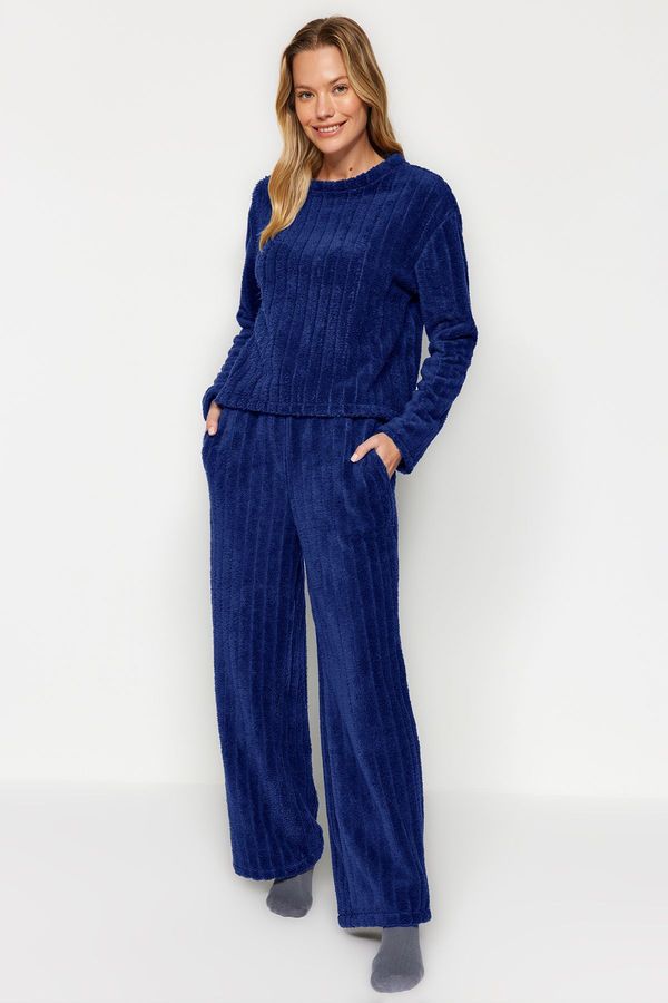 Trendyol Trendyol Navy Blue Wellsoft Winter Knitted Pajama Set