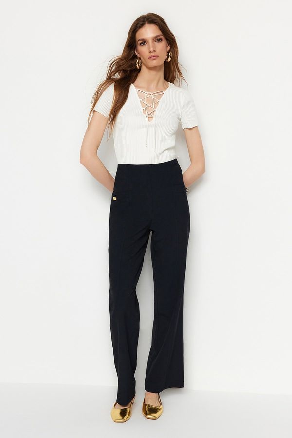 Trendyol Trendyol Navy Blue Woven Accessory Detailed Trousers