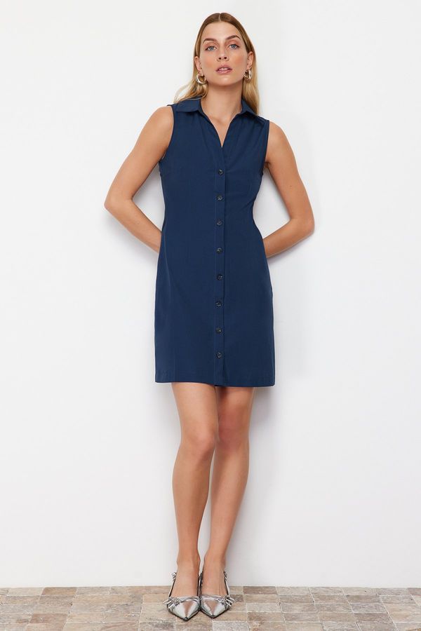 Trendyol Trendyol Navy Blue Woven Mini Shirt Dress