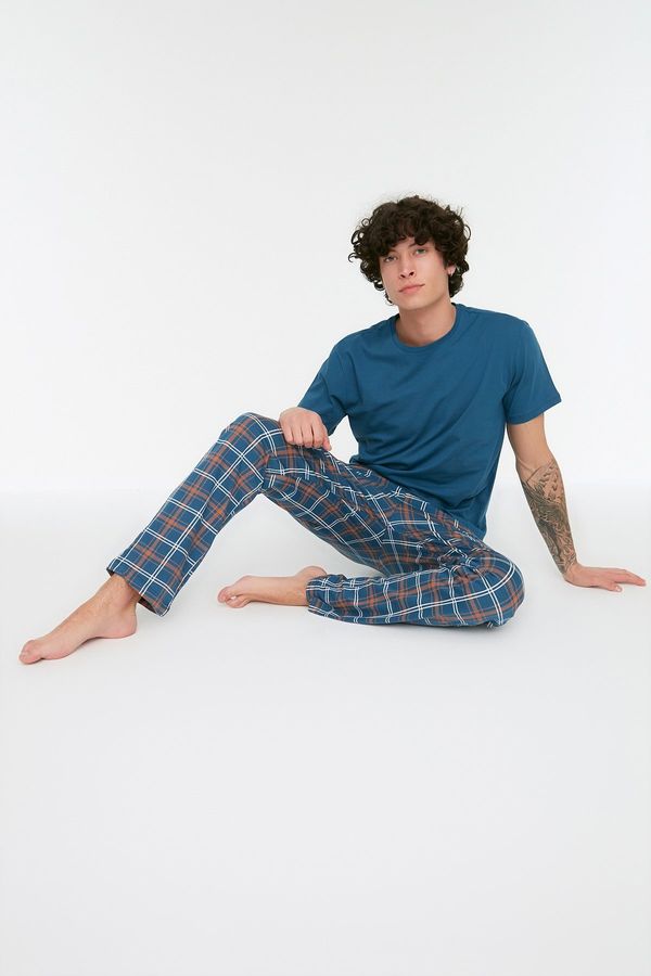 Trendyol Trendyol Navy Plaid Knitted Pajamas Set