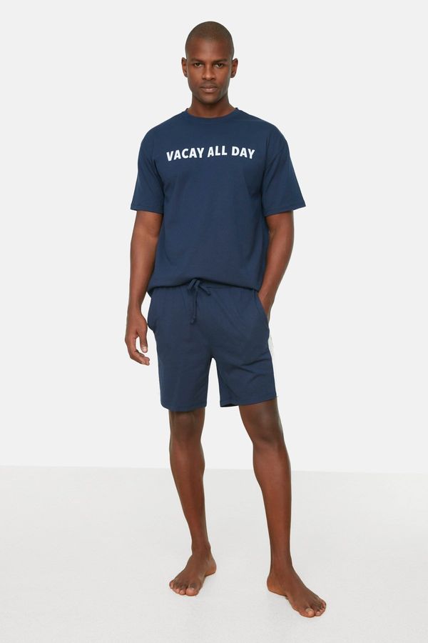 Trendyol Trendyol Navy Regular Fit Printed Pajamas Set