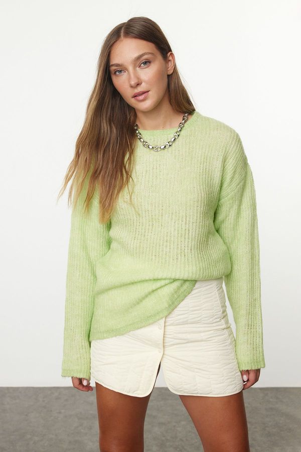 Trendyol Trendyol Oil Green Basic Crew Neck Knitwear Sweater