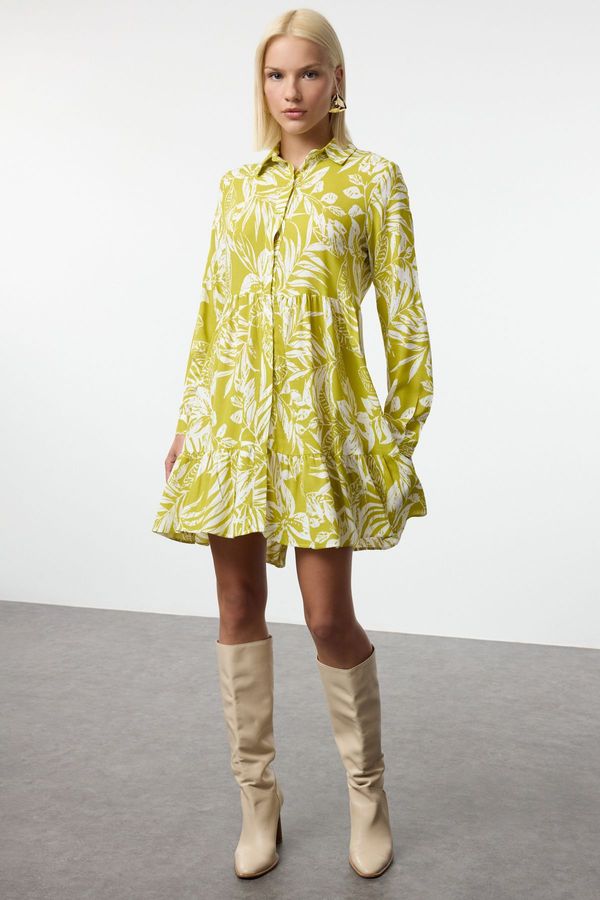 Trendyol Trendyol Oil Green Floral Mini Woven Dress