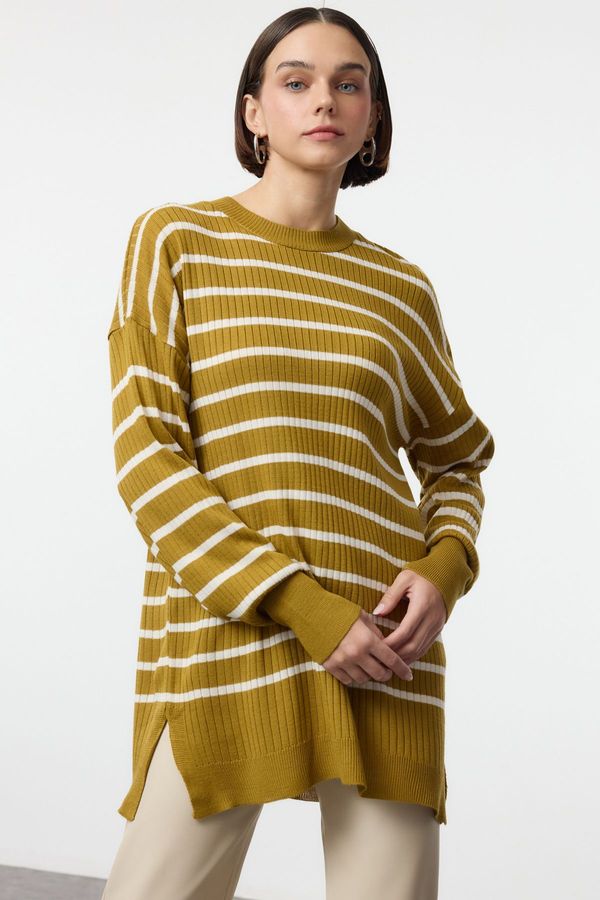 Trendyol Trendyol Oil Green Striped Single Jersey